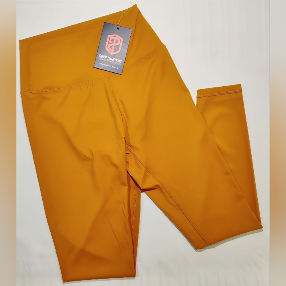 Born Primitive Synergy Leggings NWT Women’s L High Waisted Mustard Yellow Stretc